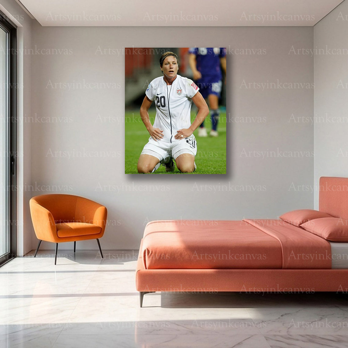 Abby Wambach Soccer Canvas Wall Art – USA Women’s Football Legend Decor