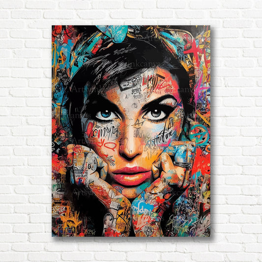 Amy Winehouse music graffiti canvas print