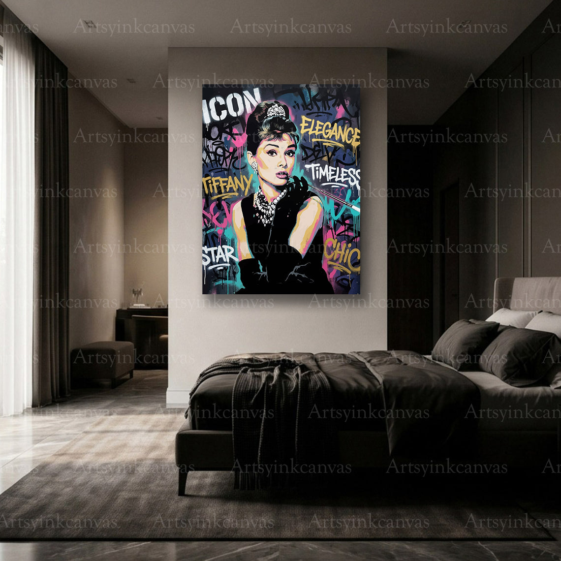 Premium Audrey Hepburn graffiti canvas print