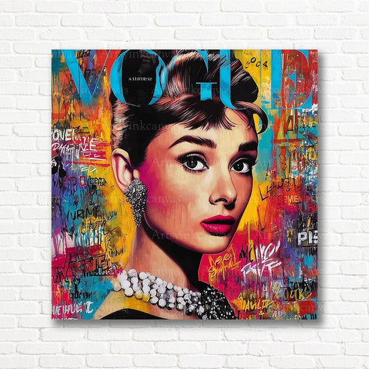 Audrey Hepburn fashion graffiti canvas print