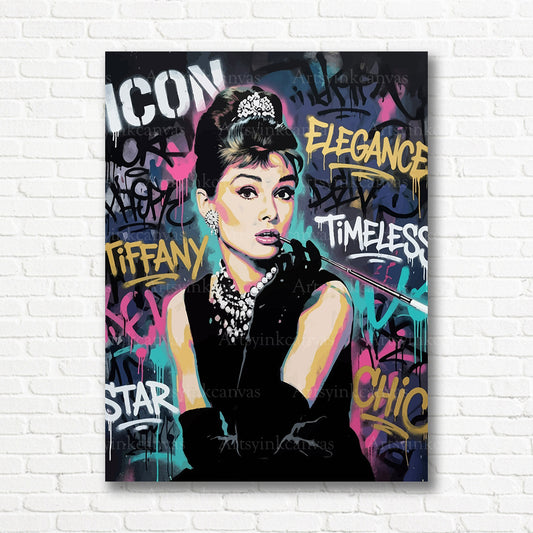 Audrey Hepburn modern urban canvas print