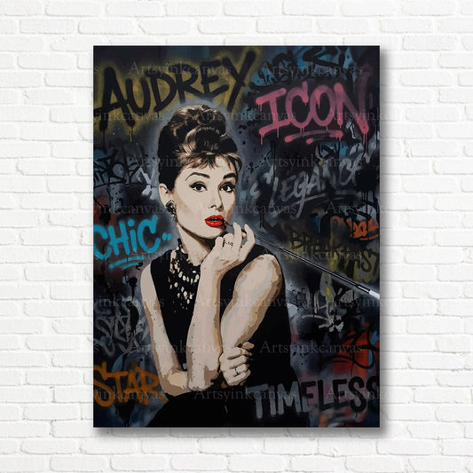 Audrey Hepburn urban elegance canvas print