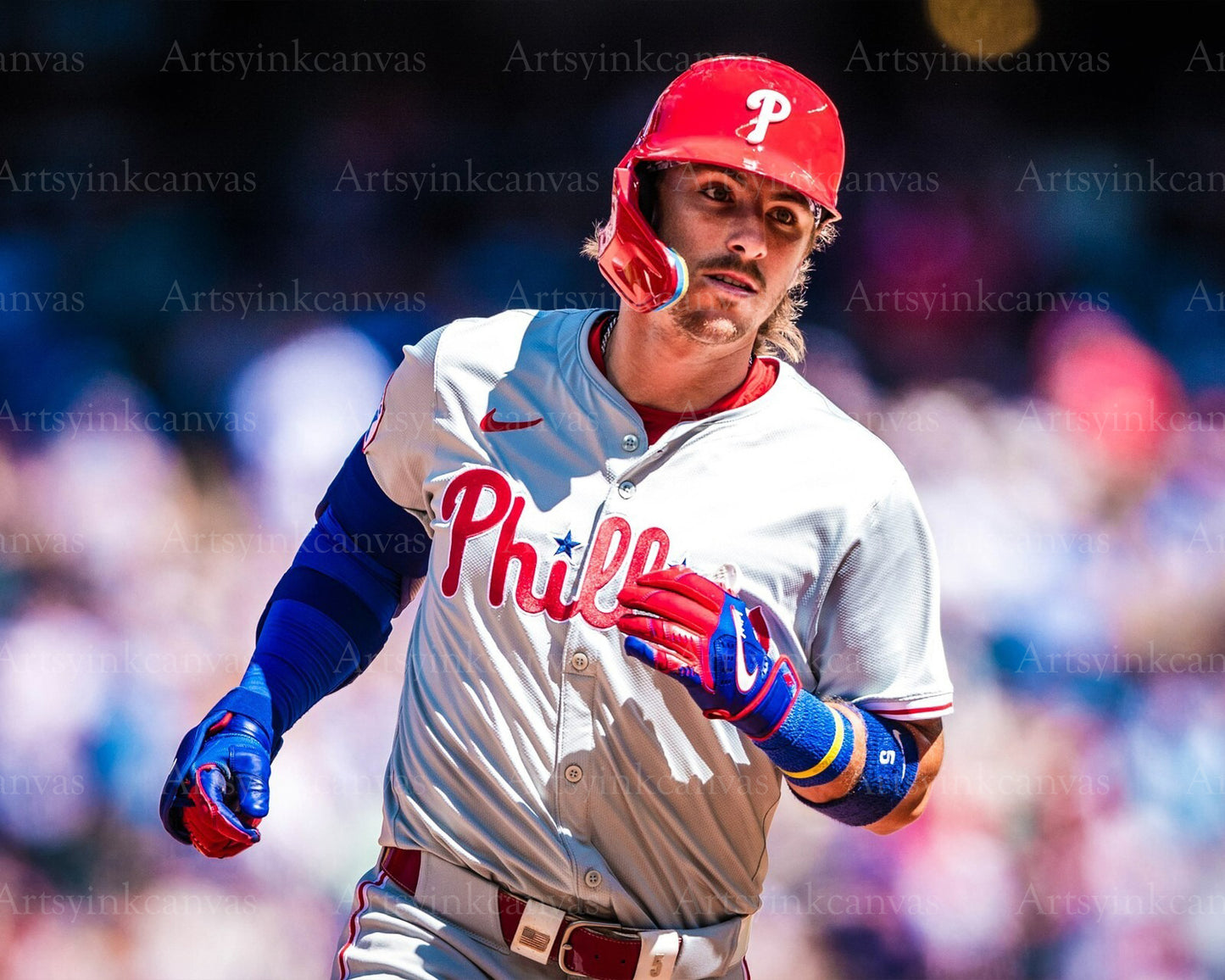 Bryson Stott running the bases canvas wall art
