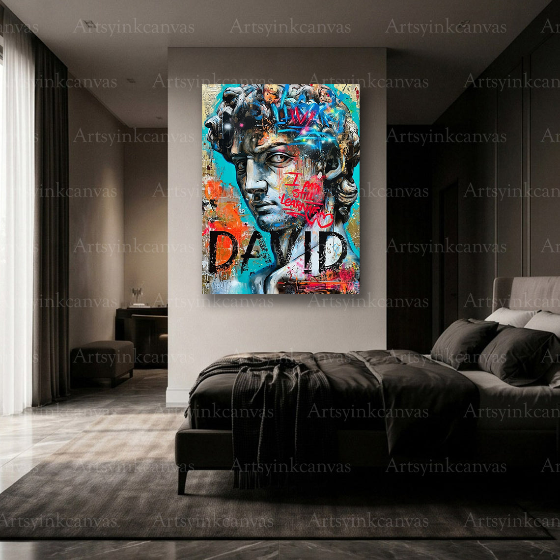 Premium David graffiti wall art