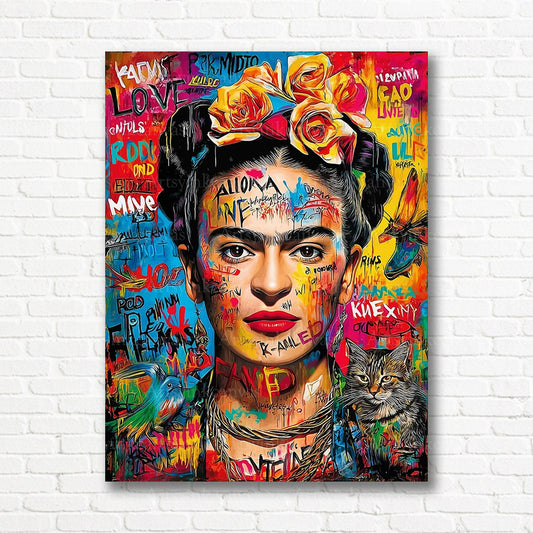 Frida Kahlo graffiti canvas print