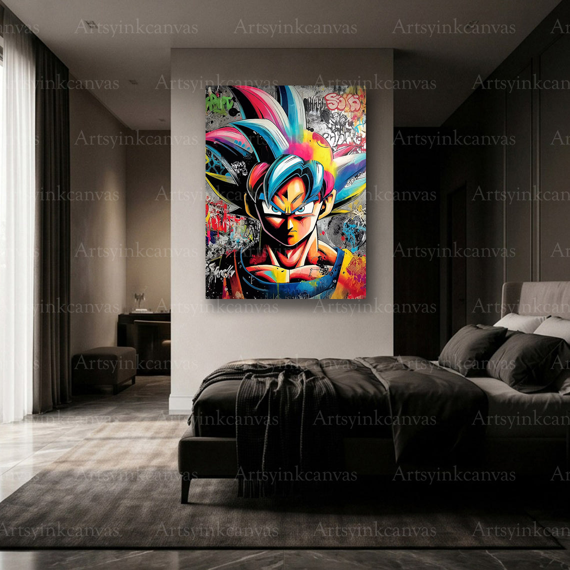 Premium Goku anime graffiti wall art