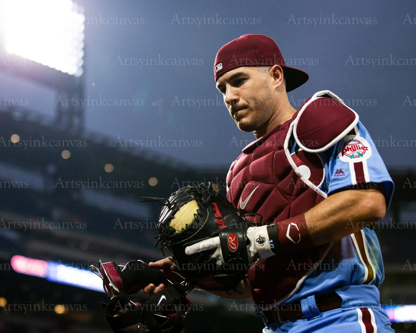 J.T. Realmuto throwback dugout view canvas wall art