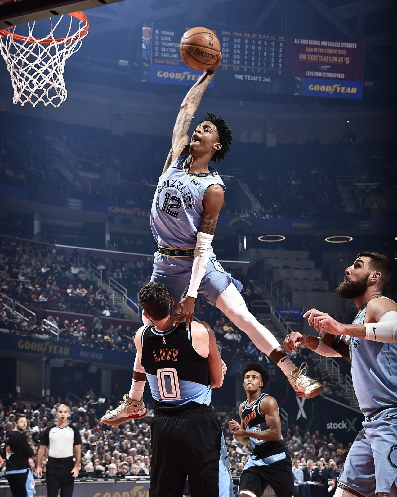 Ja Morant aerial dunk Memphis Grizzlies canvas wall art