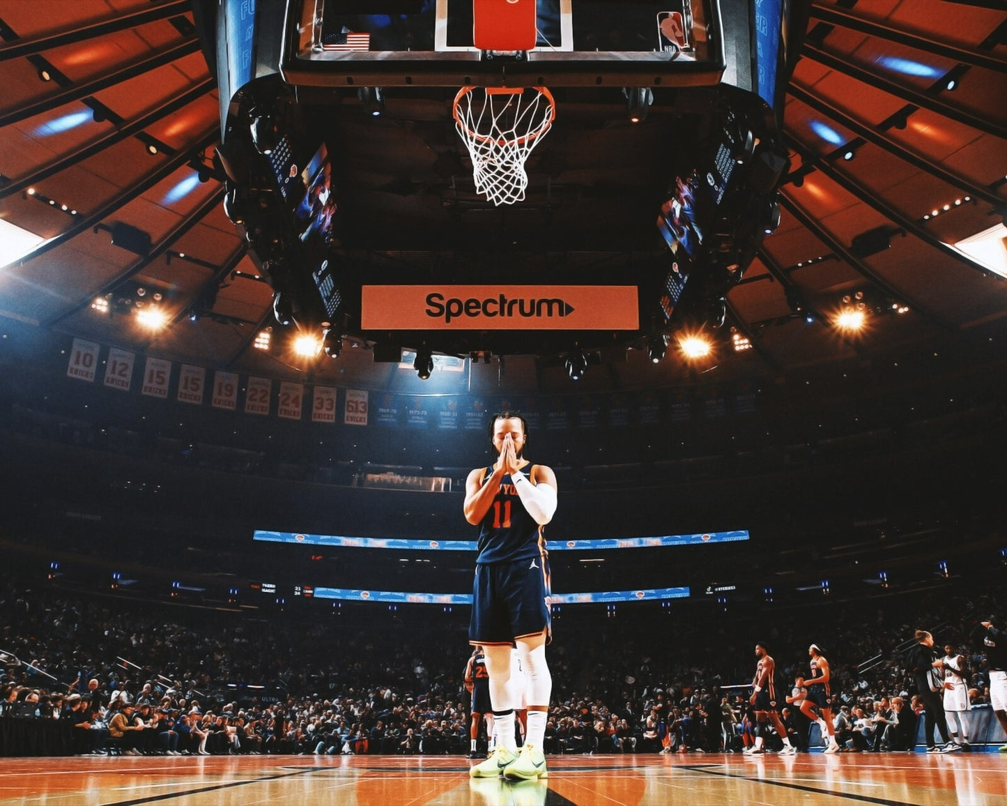 Jalen Brunson game day stadium lights New York Knicks canvas wall art