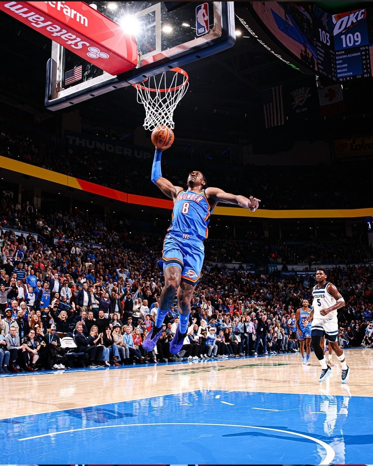 Jalen Williams dunk action Oklahoma City Thunder canvas wall art