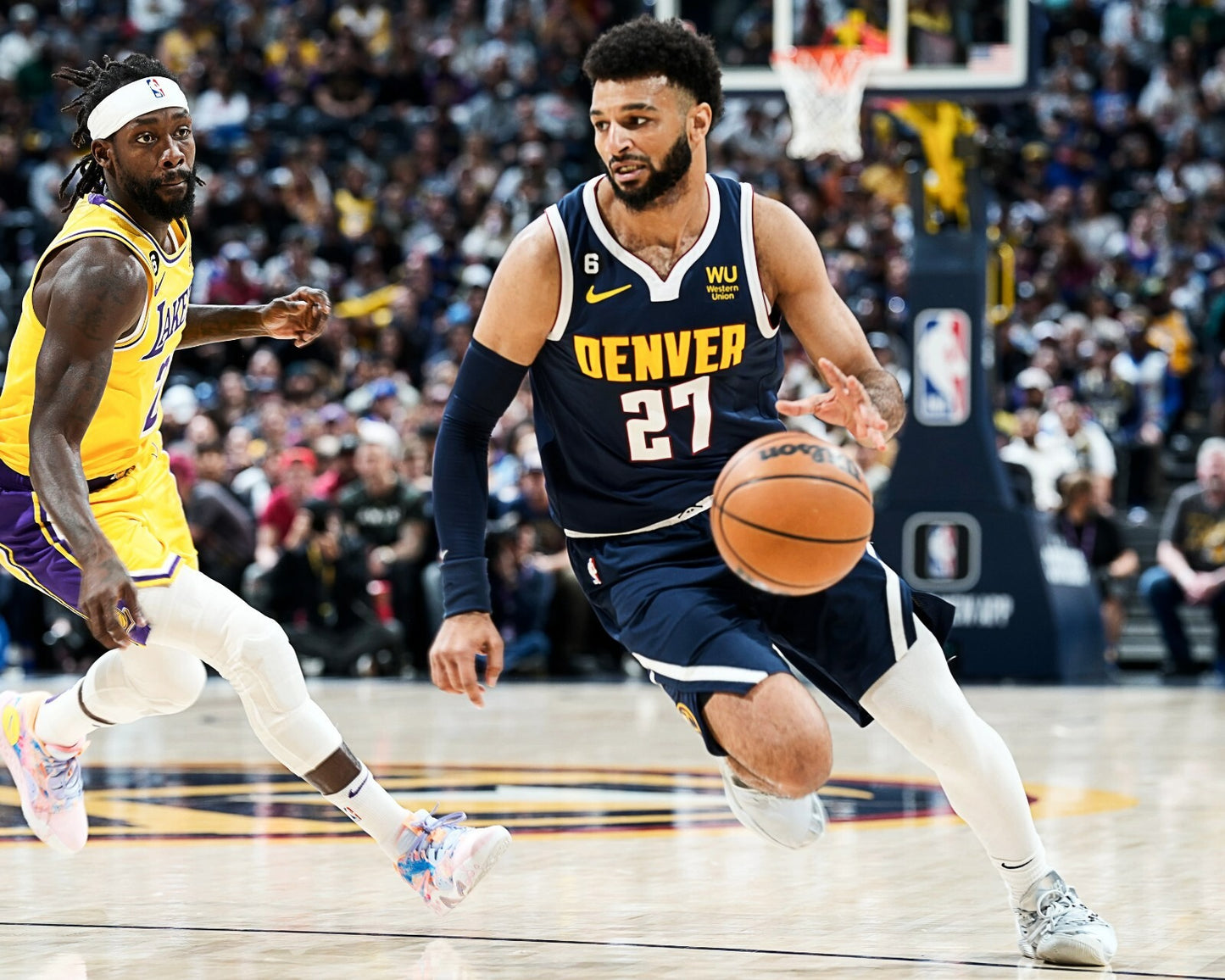 Jamal Murray driving the net Denver Nuggets canvas wall art