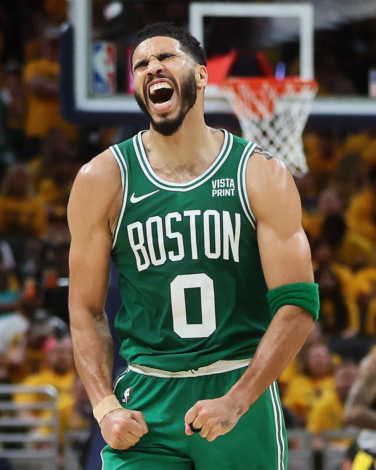 Jayson Tatum on court scream Boston Celtics canvas wall art