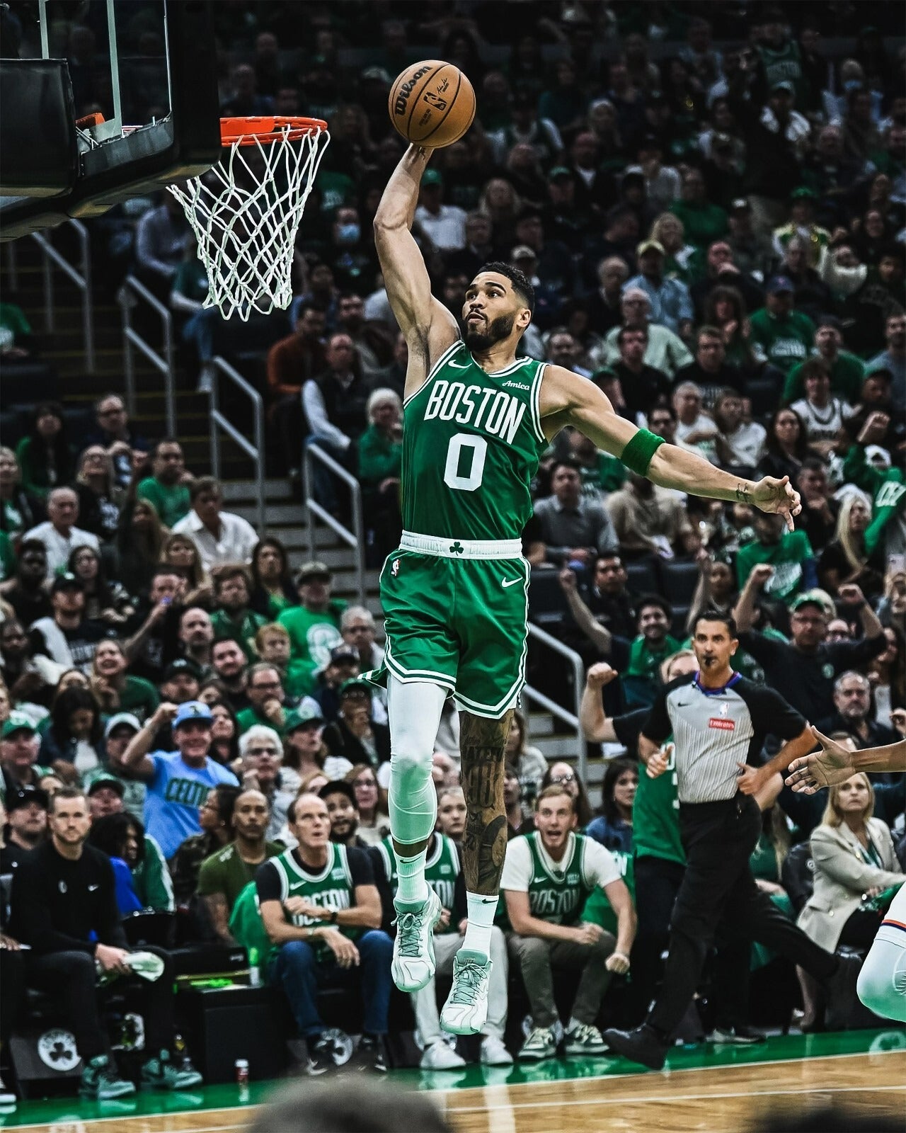 Jayson Tatum slam dunk jump Boston Celtics canvas wall art