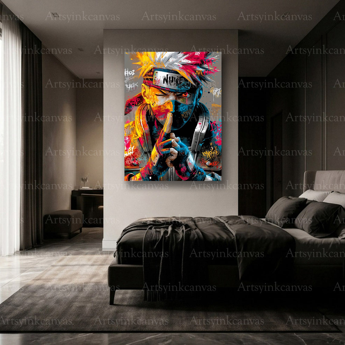 Premium Kakashi Hatake anime graffiti wall art