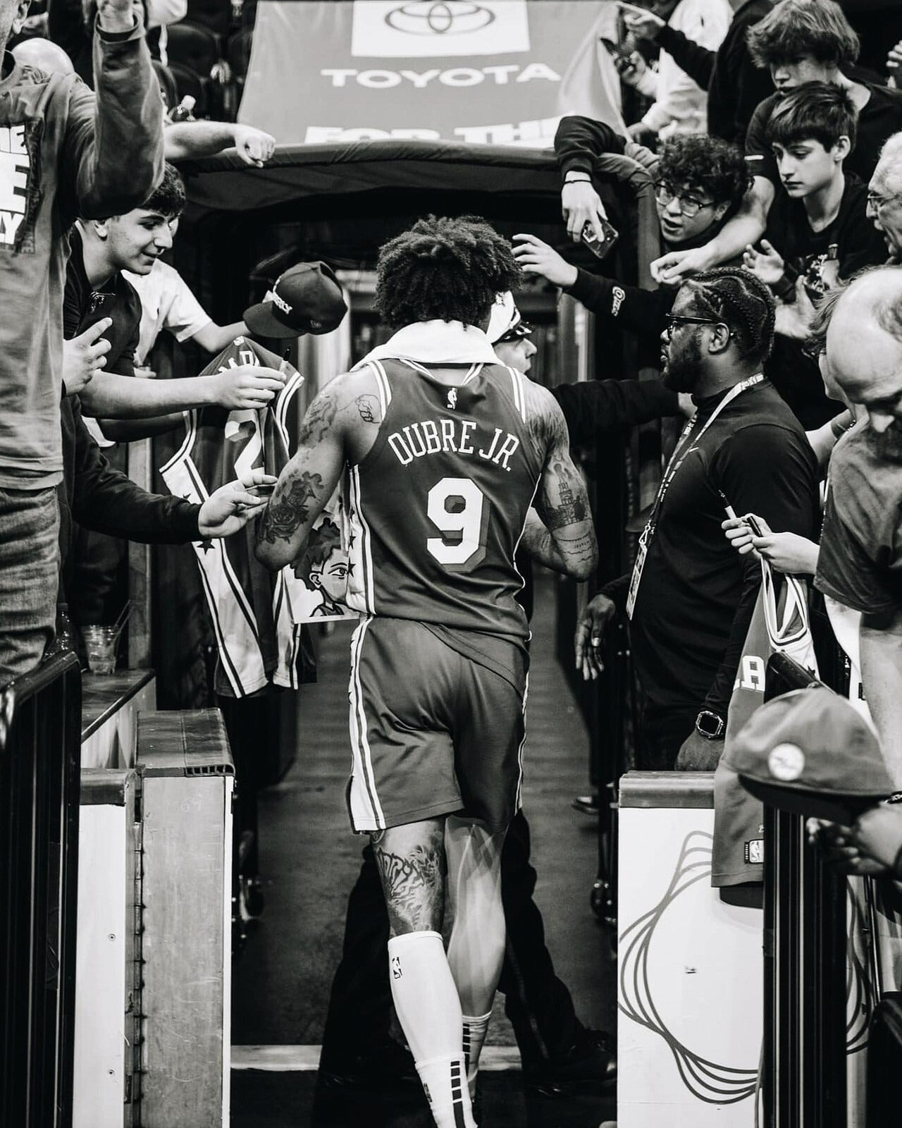 Kelly Oubre Jr walk off tunnel black and white canvas wall art
