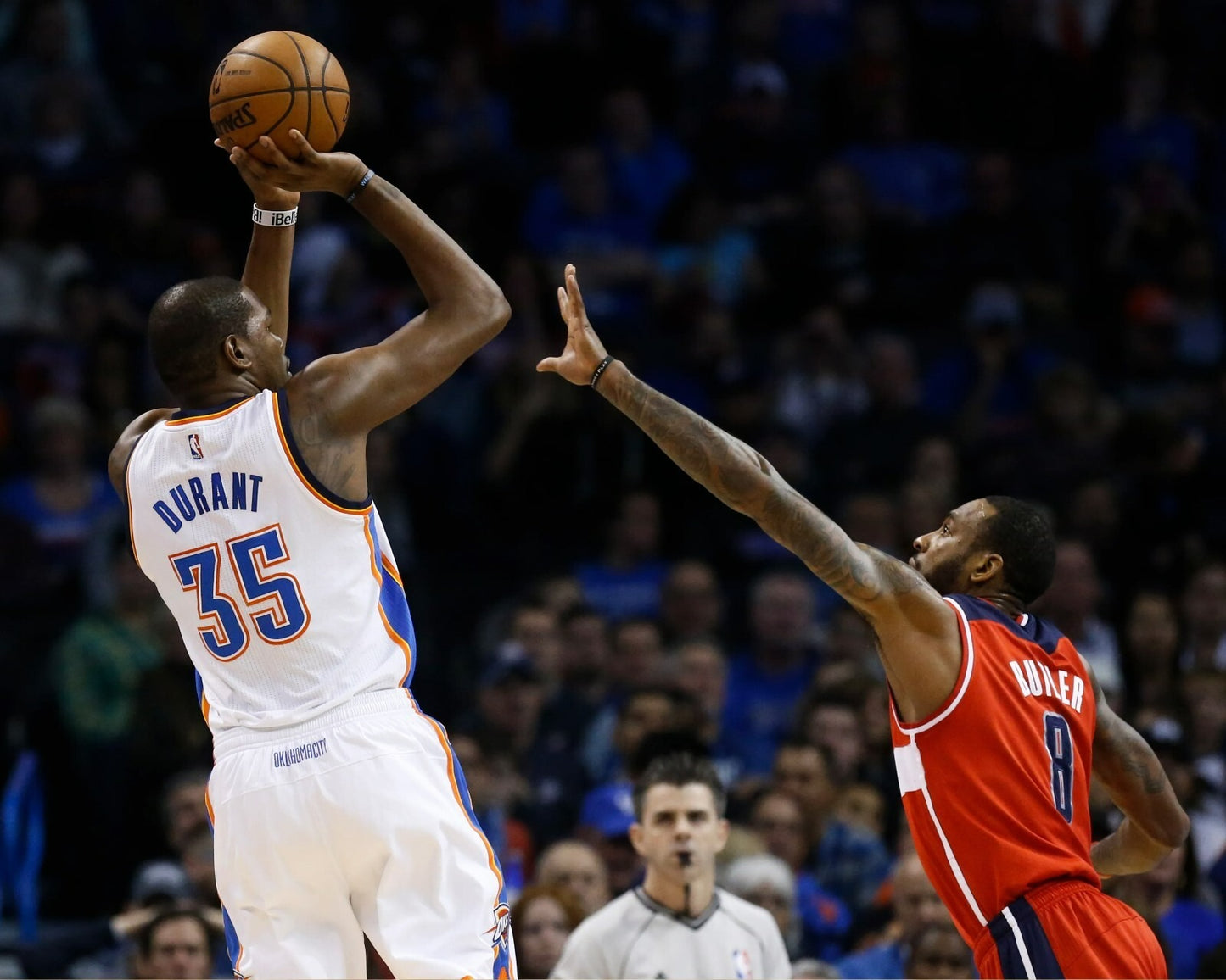 Kevin Durant making a shot Oklahoma City Thunder canvas wall art