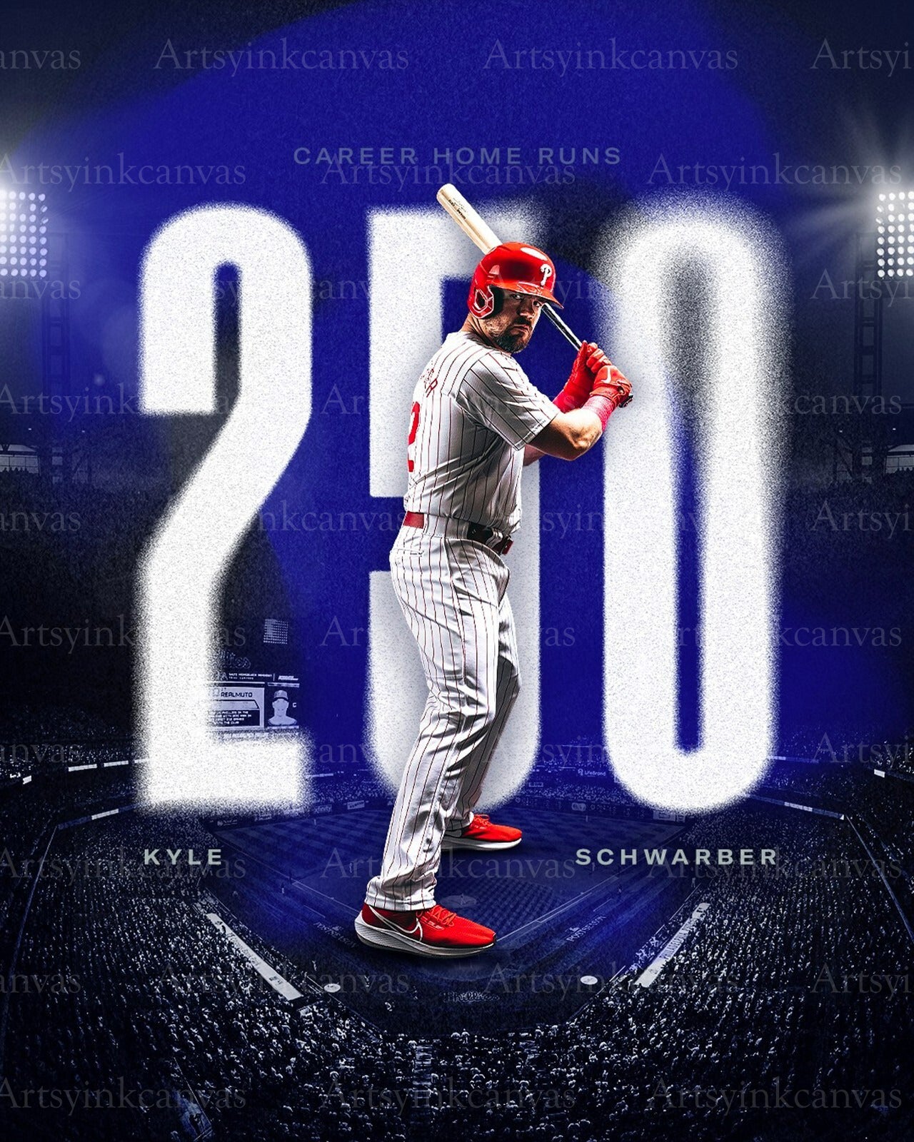 Kyle Schwarber 250 career home runs canvas wall art