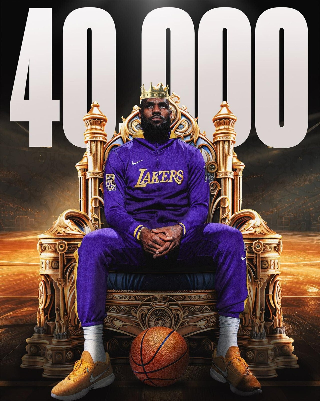 LeBron James 40000 career points throne canvas wall art