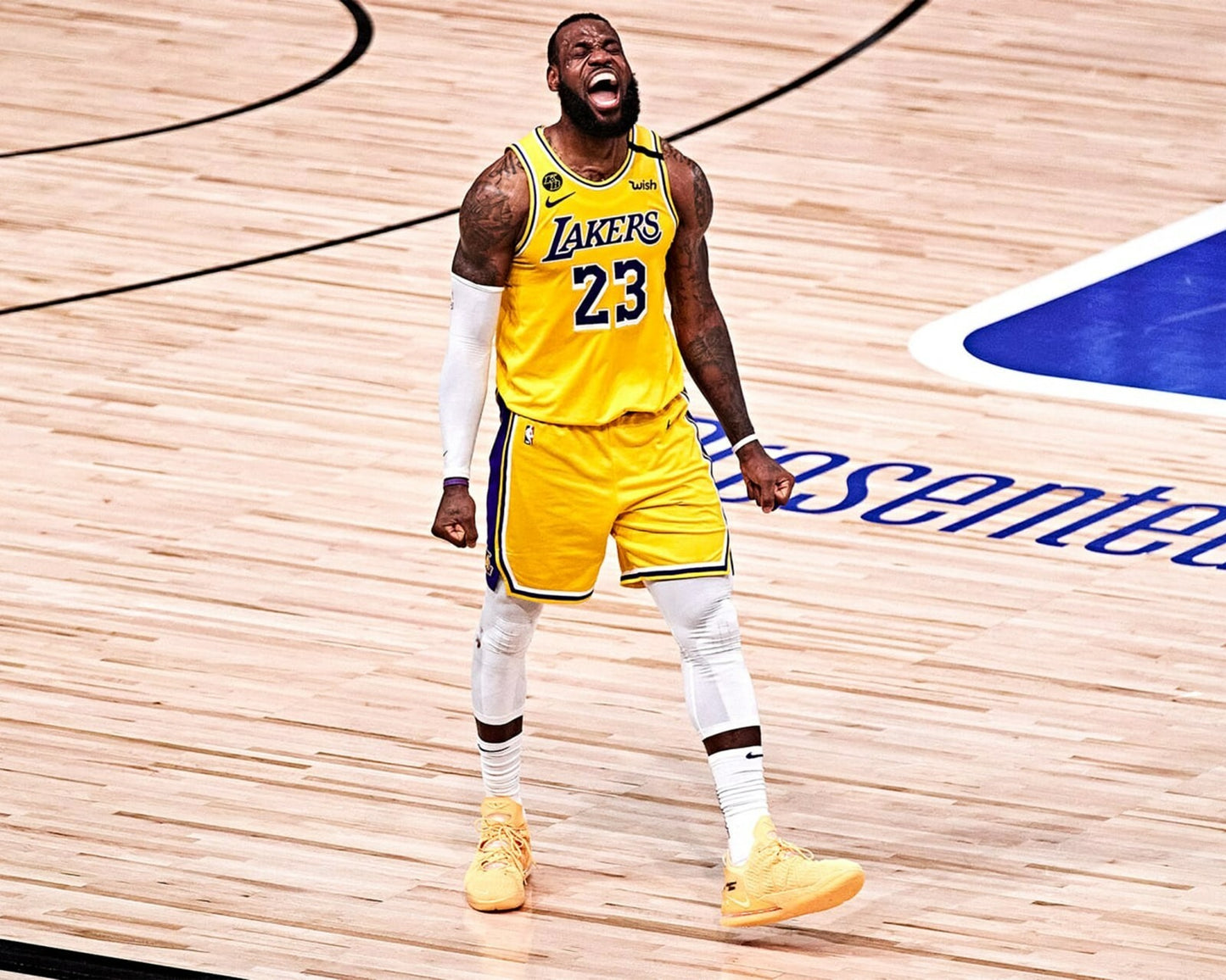 LeBron James screaming on court canvas wall art