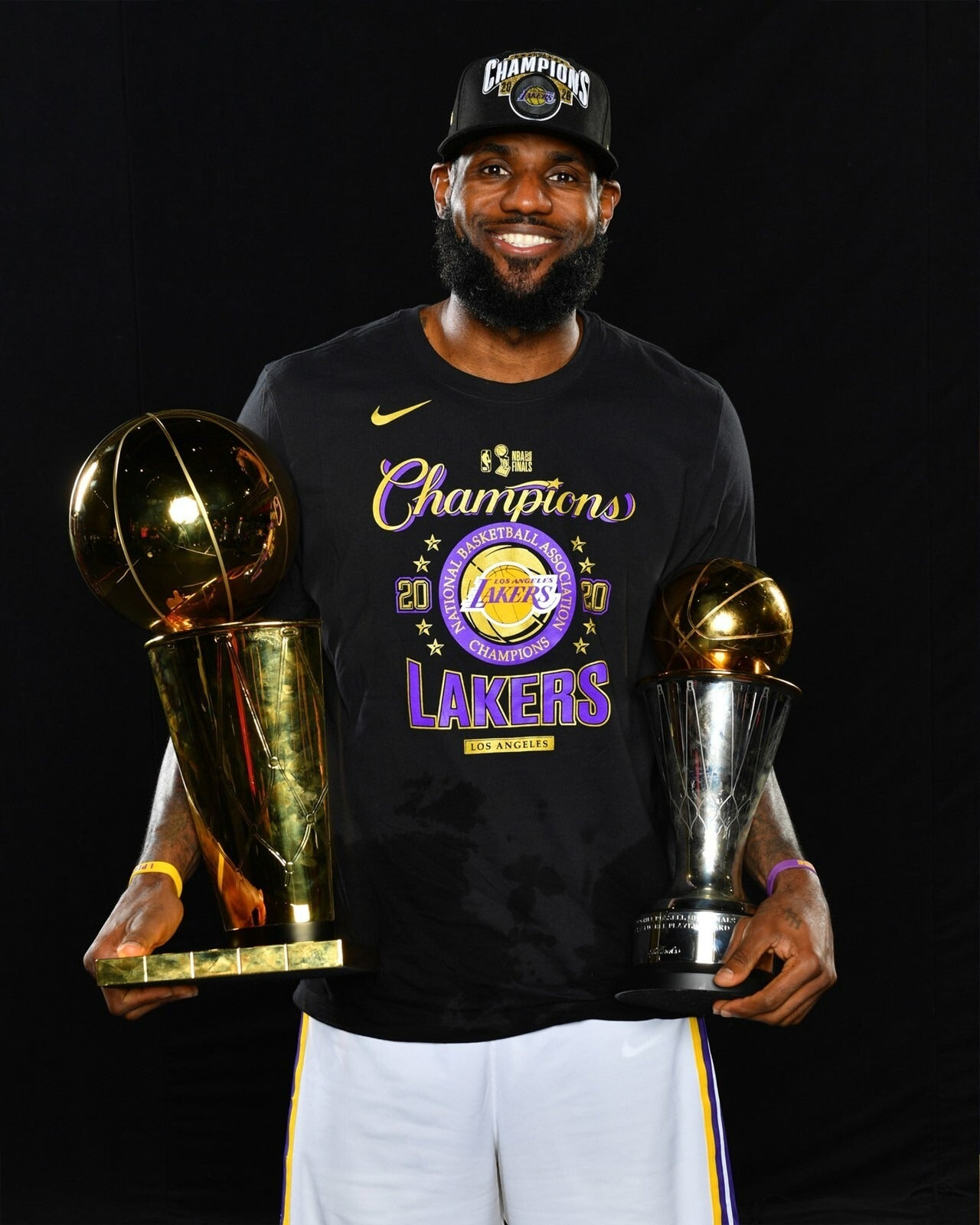 LeBron James trophies 2020 NBA Finals champions canvas wall art