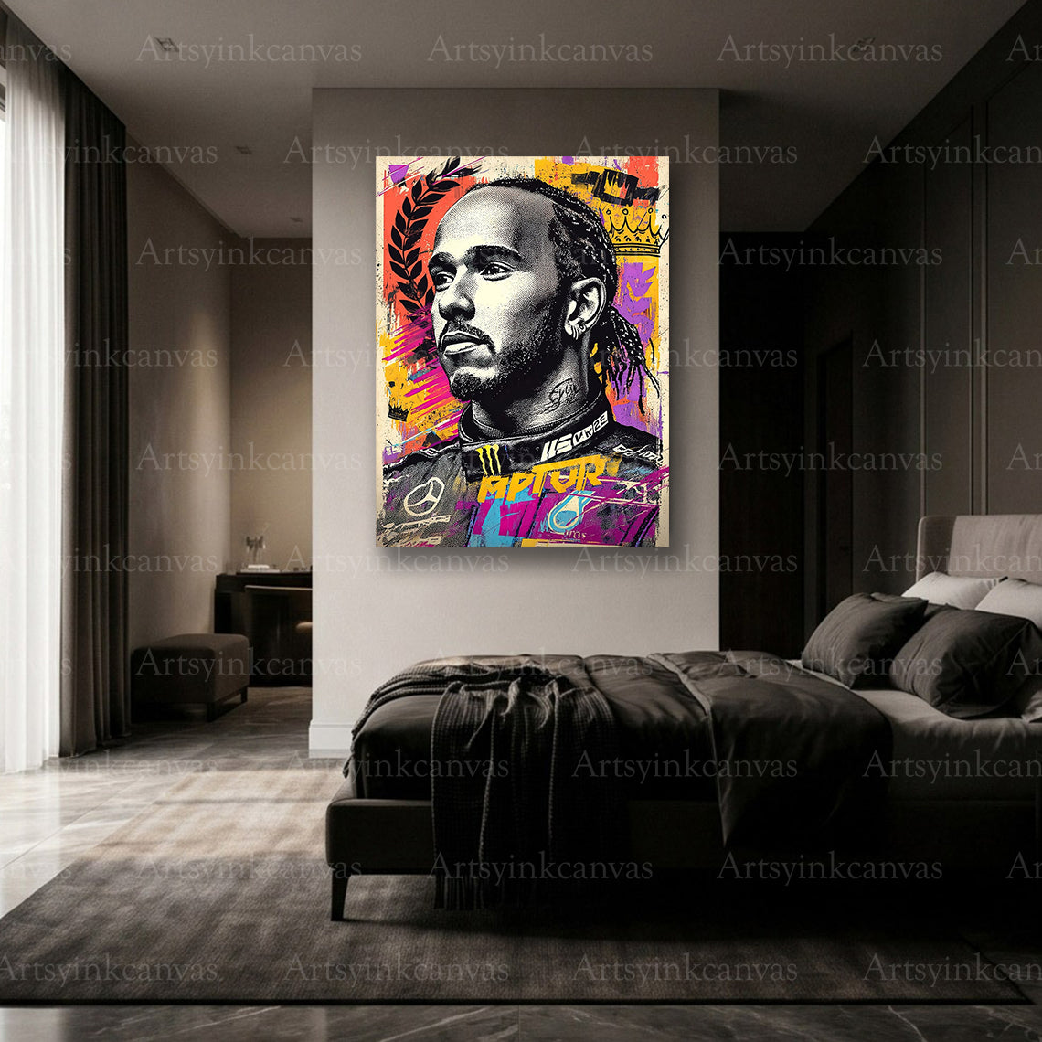 Premium Lewis Hamilton racing canvas Made in USA