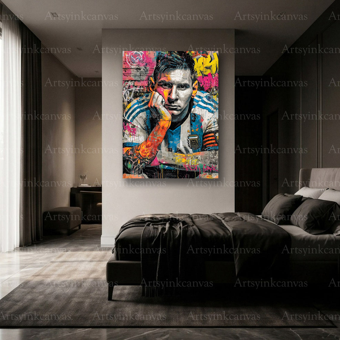 Lionel Messi legacy themed canvas wall art made in USA by ArtsyInkCanvas
