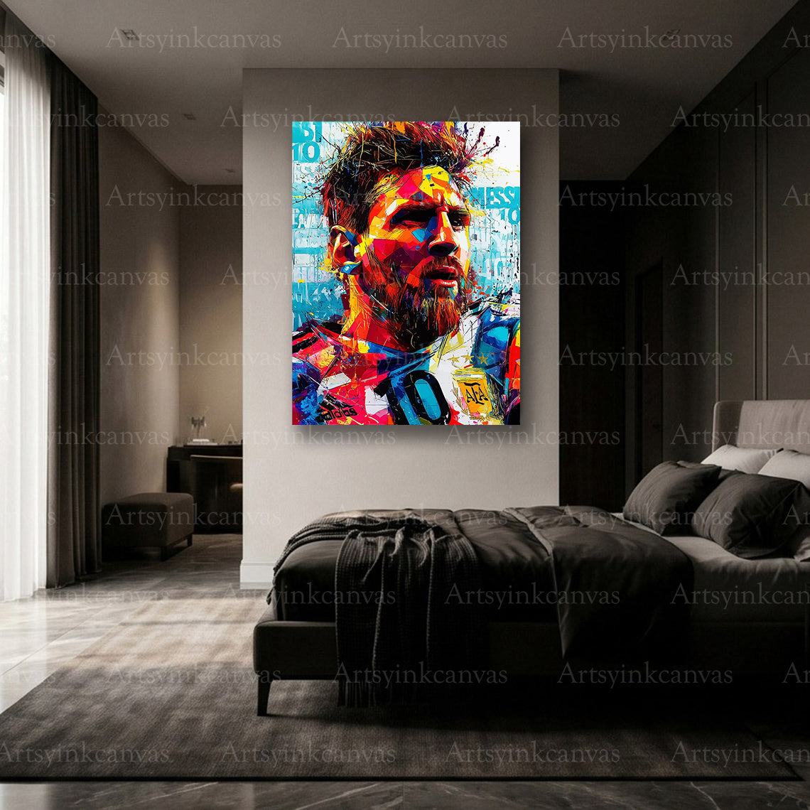 Premium Lionel Messi legend graffiti wall art