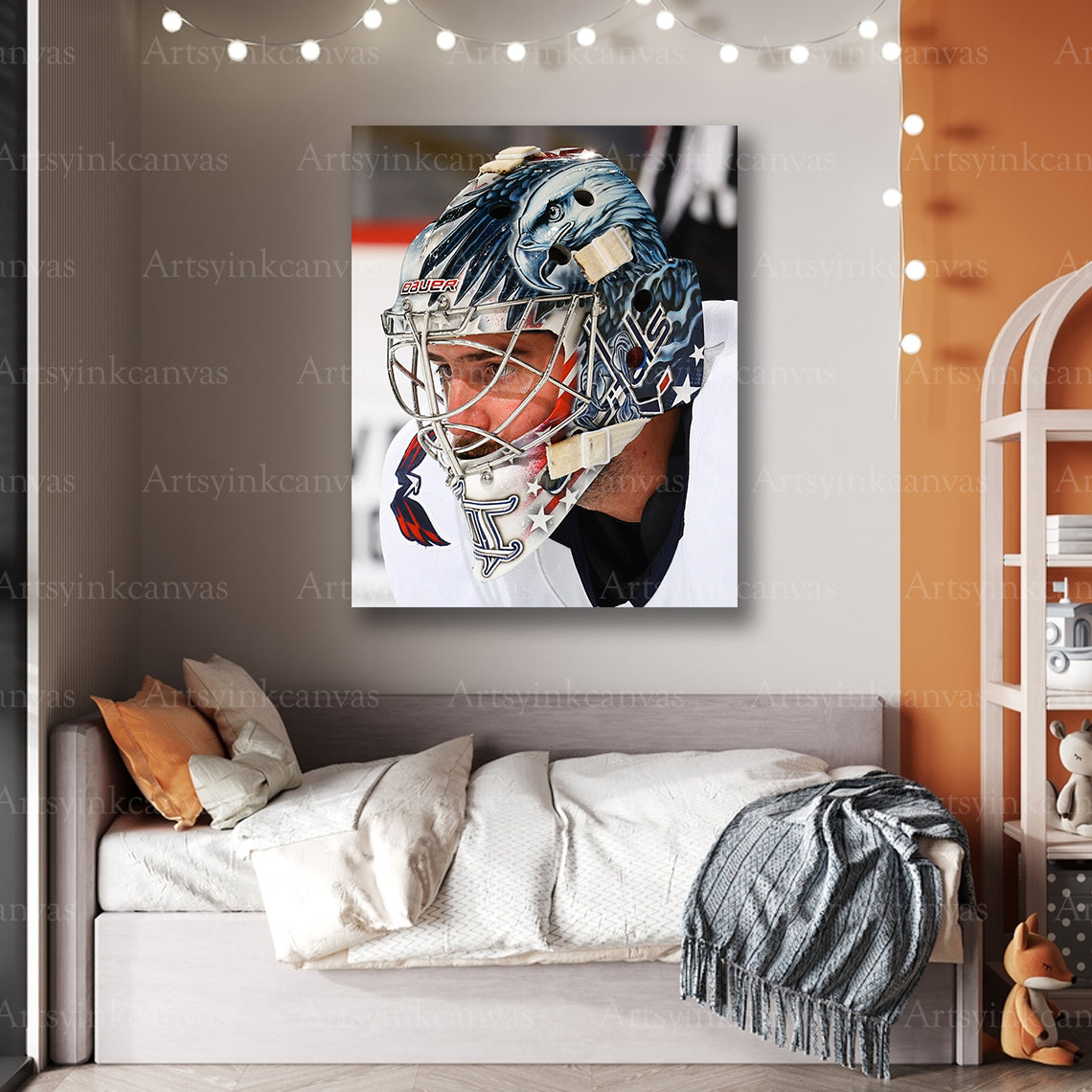 Logan Thompson Up Close Mask Canvas Wall Art