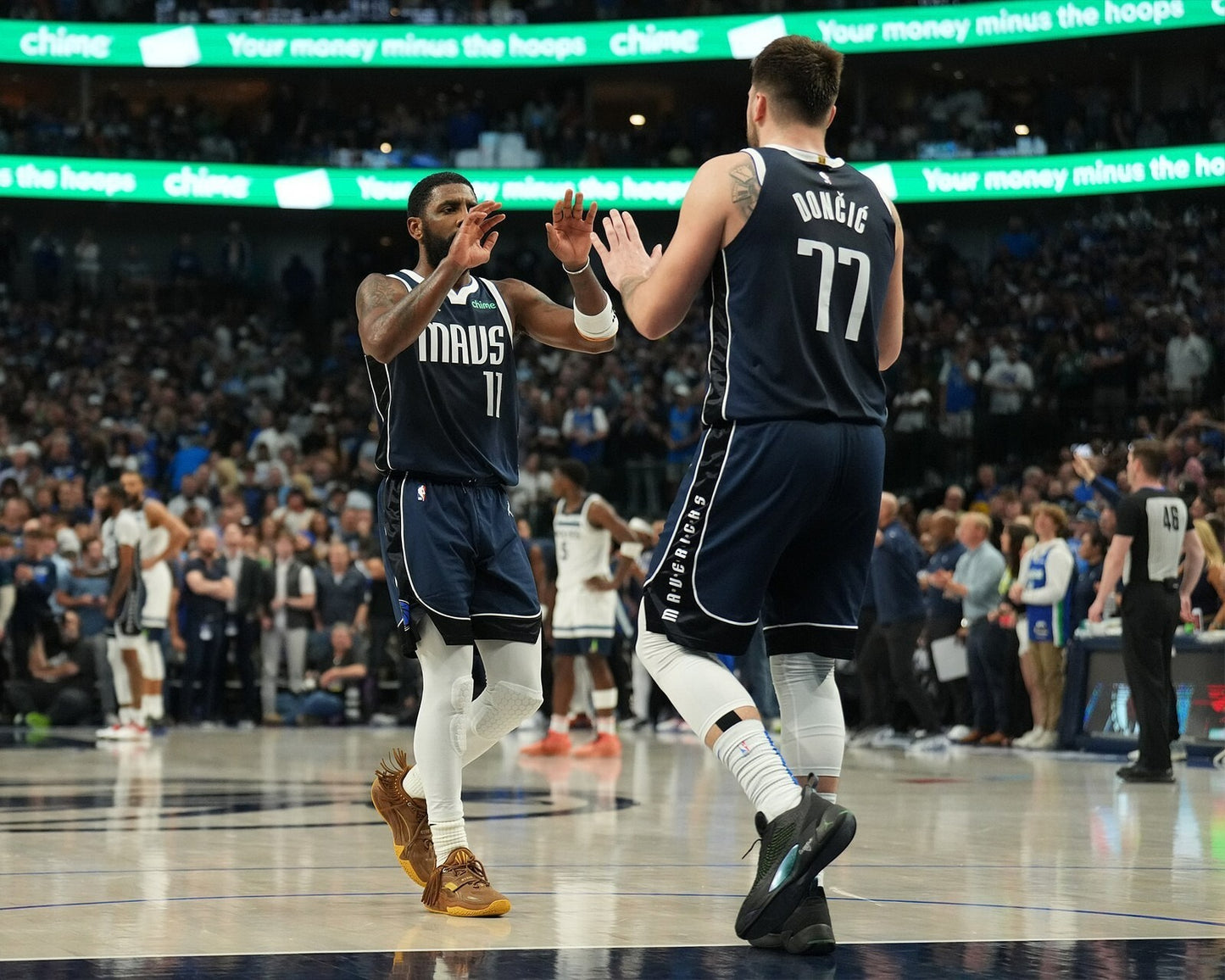Luka Dončić Kyrie Irving celebration canvas wall art