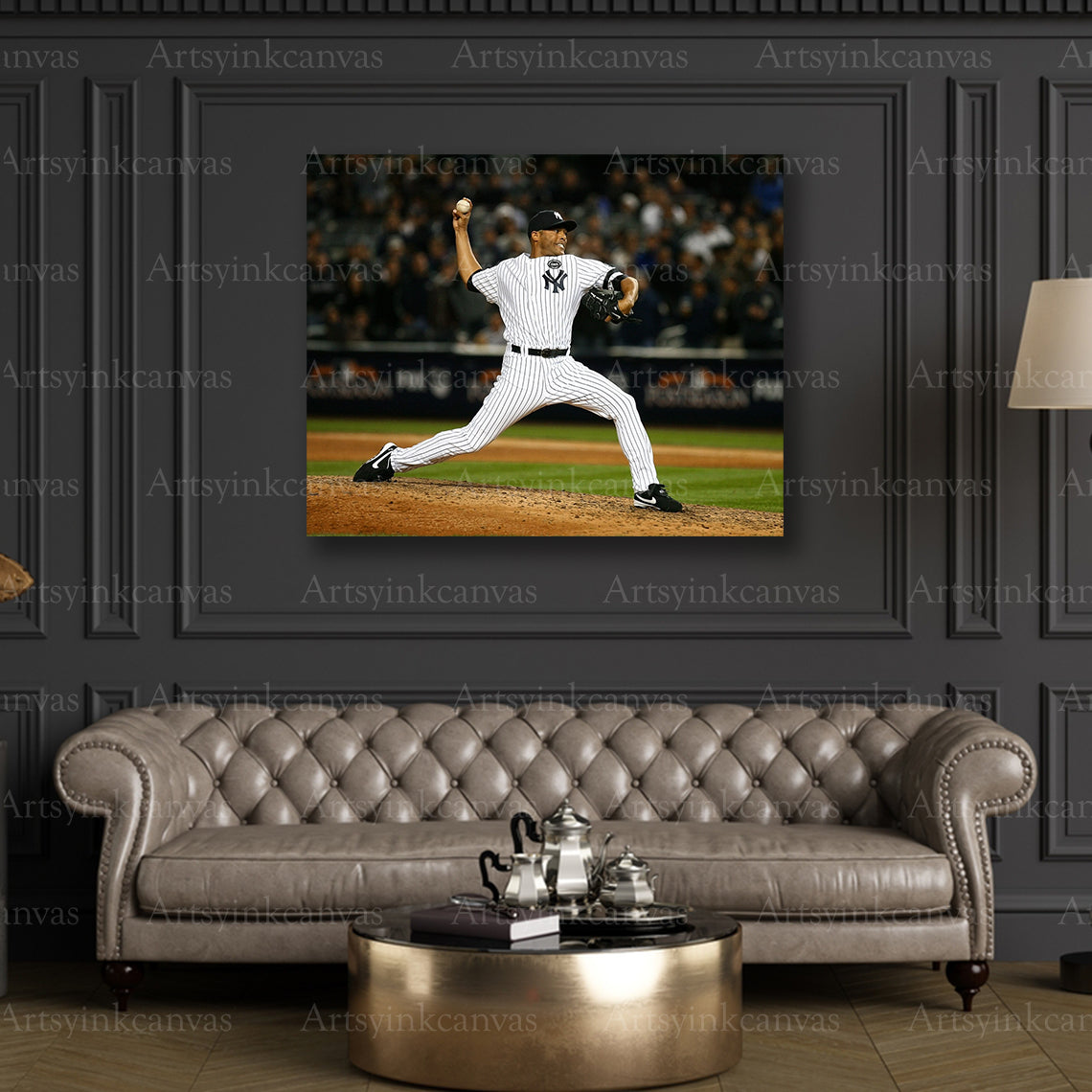 Premium Mariano Rivera Yankees pitching canvas art