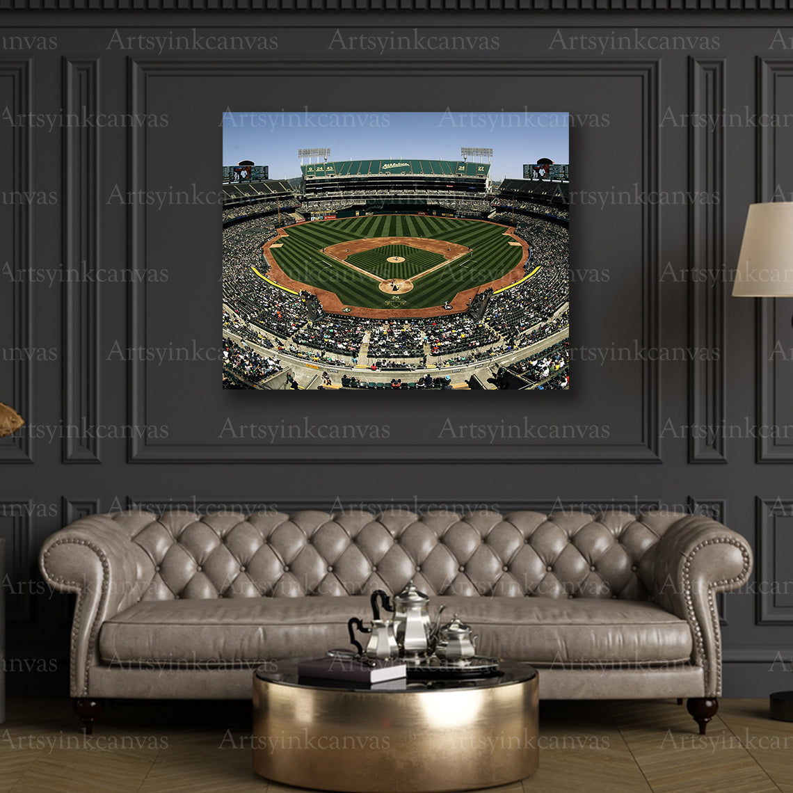 Oakland Athletics Oakland Coliseum Stadium View Canvas Wall Art