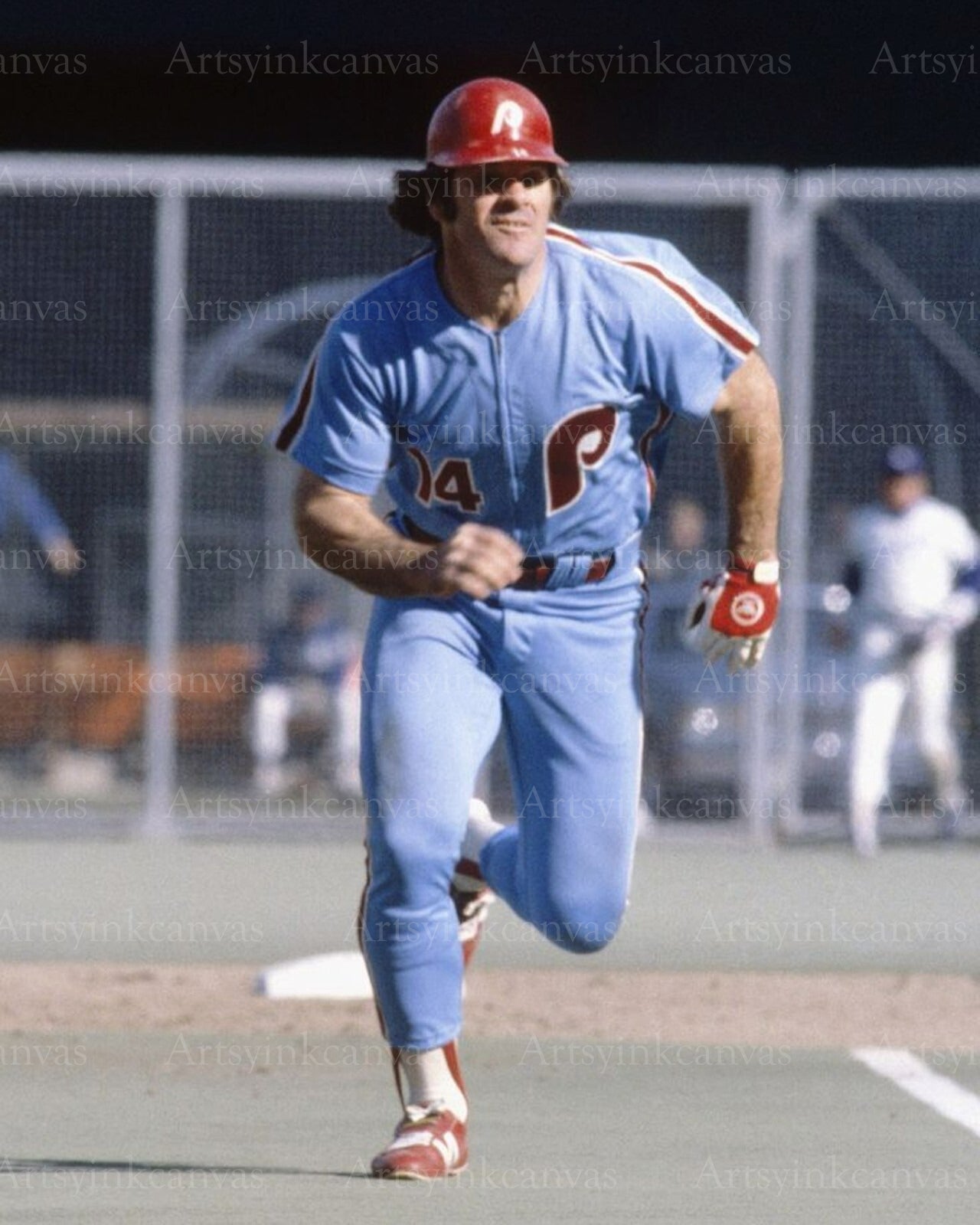 Pete Rose running the bases canvas wall art