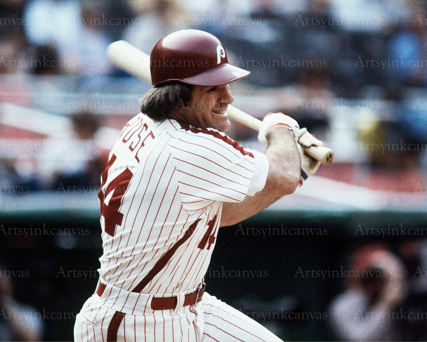 Pete Rose swinging canvas wall art