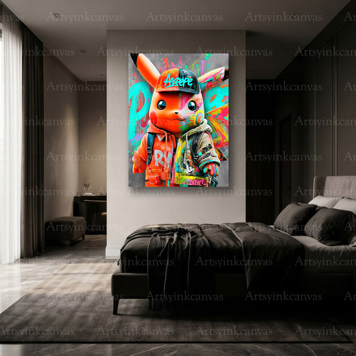 Premium Pikachu Pokemon canvas wall decor Made in USA