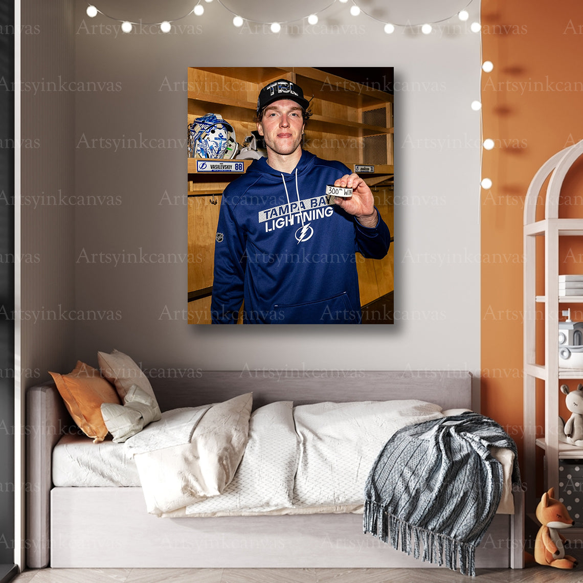 Premium Andrei Vasilevskiy Lightning 300 wins canvas print