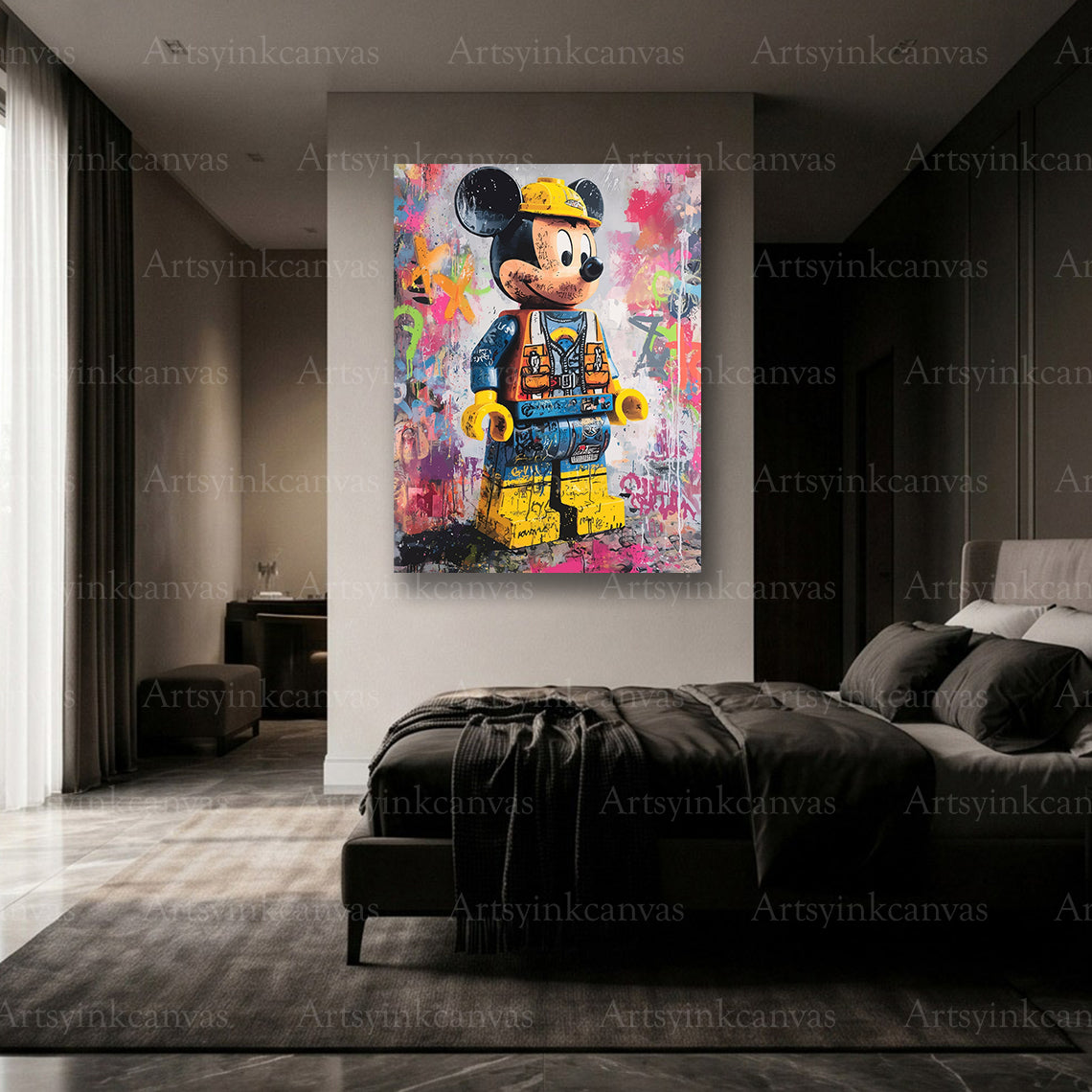 Premium LEGO Mickey graffiti canvas print