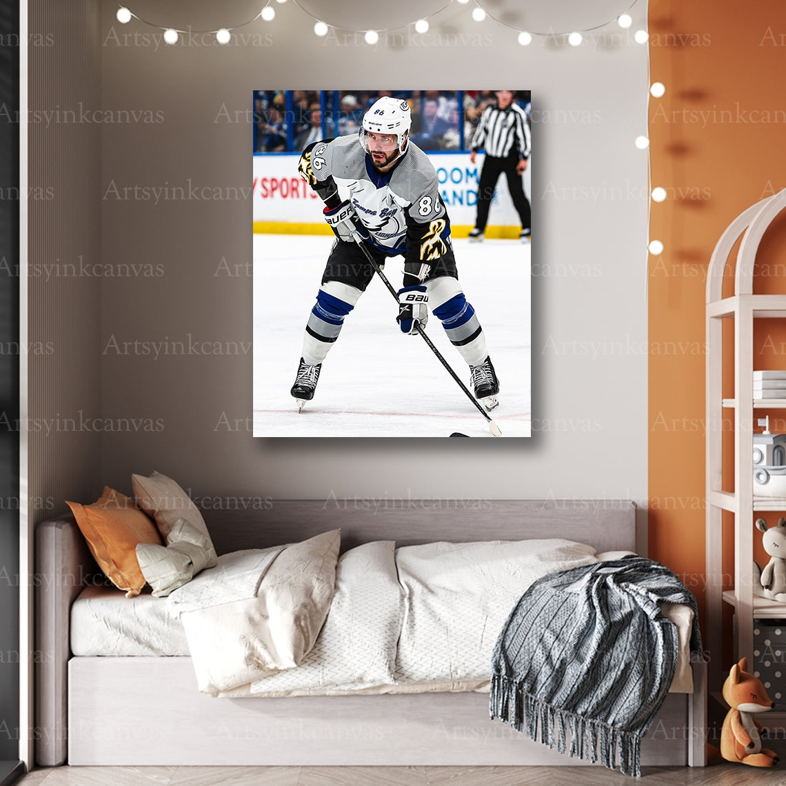 Premium Nikita Kucherov Lightning Reverse Retro canvas print