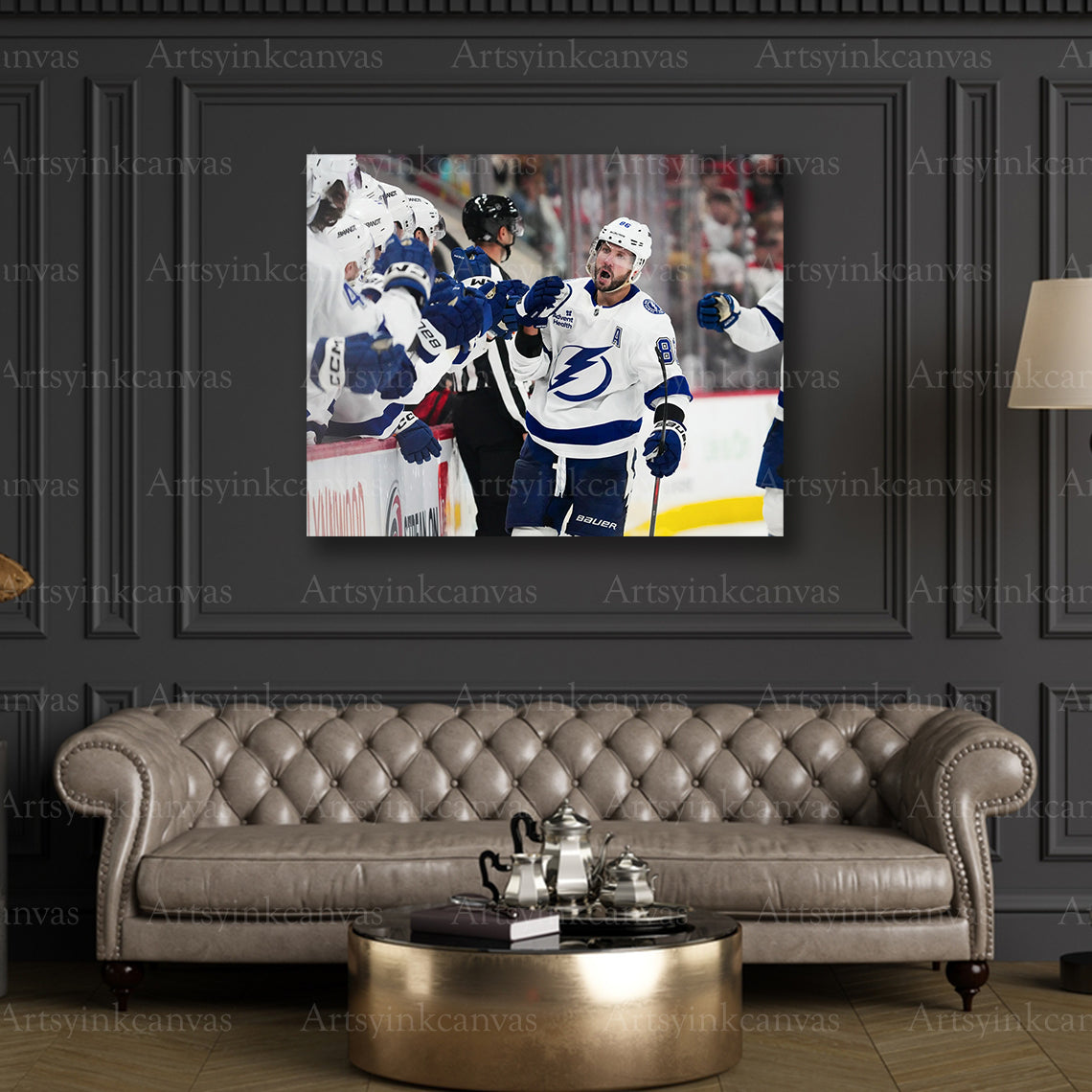 Premium Nikita Kucherov Lightning hat trick canvas print