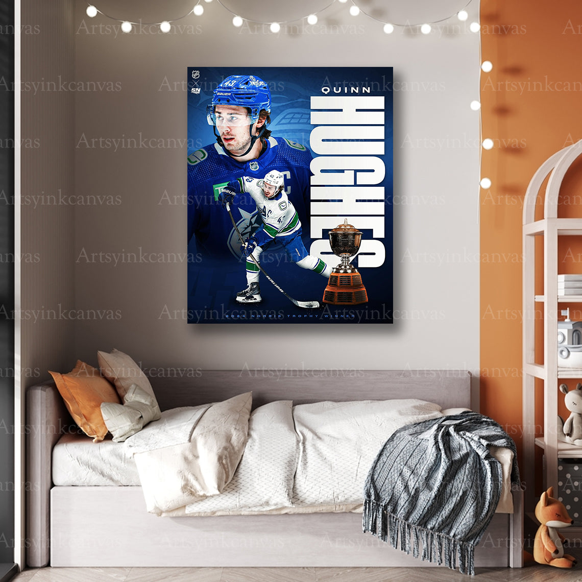 Premium Quinn Hughes Norris Trophy Vancouver Canucks canvas print