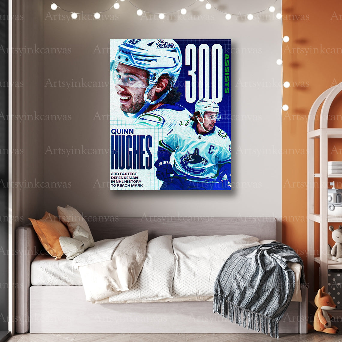 Premium Quinn Hughes Vancouver Canucks collage canvas print