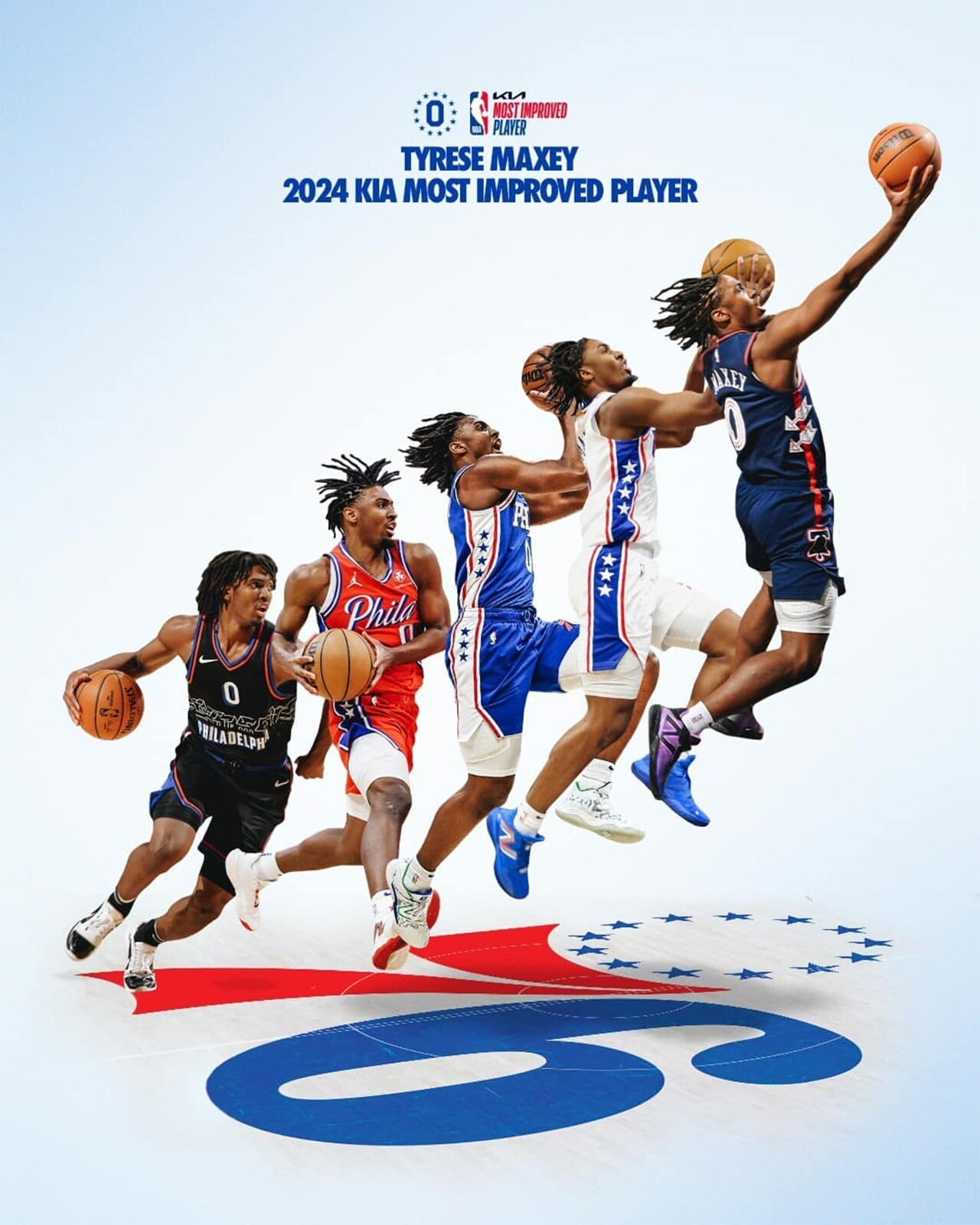 Tyrese Maxey 2024 Most Improved Player canvas wall art