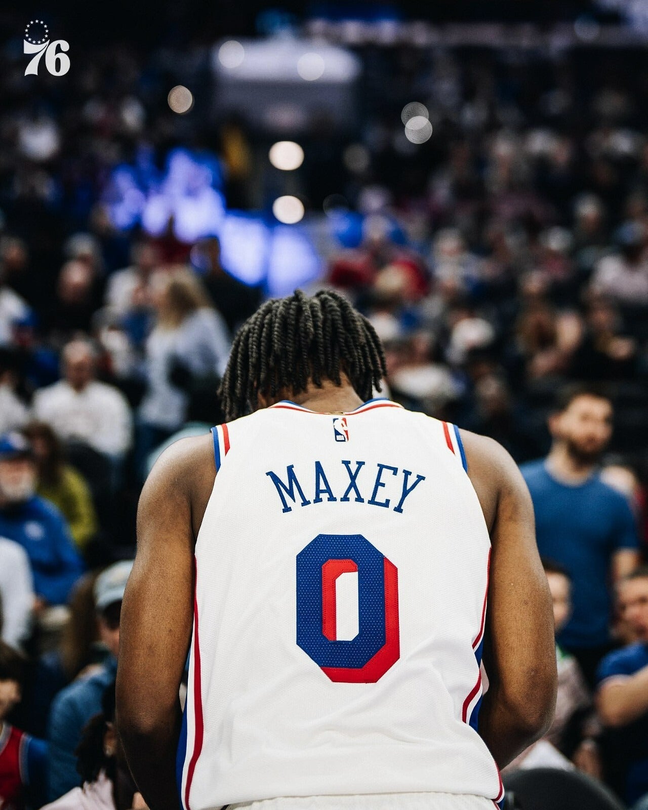 Tyrese Maxey center court Philadelphia 76ers canvas wall art