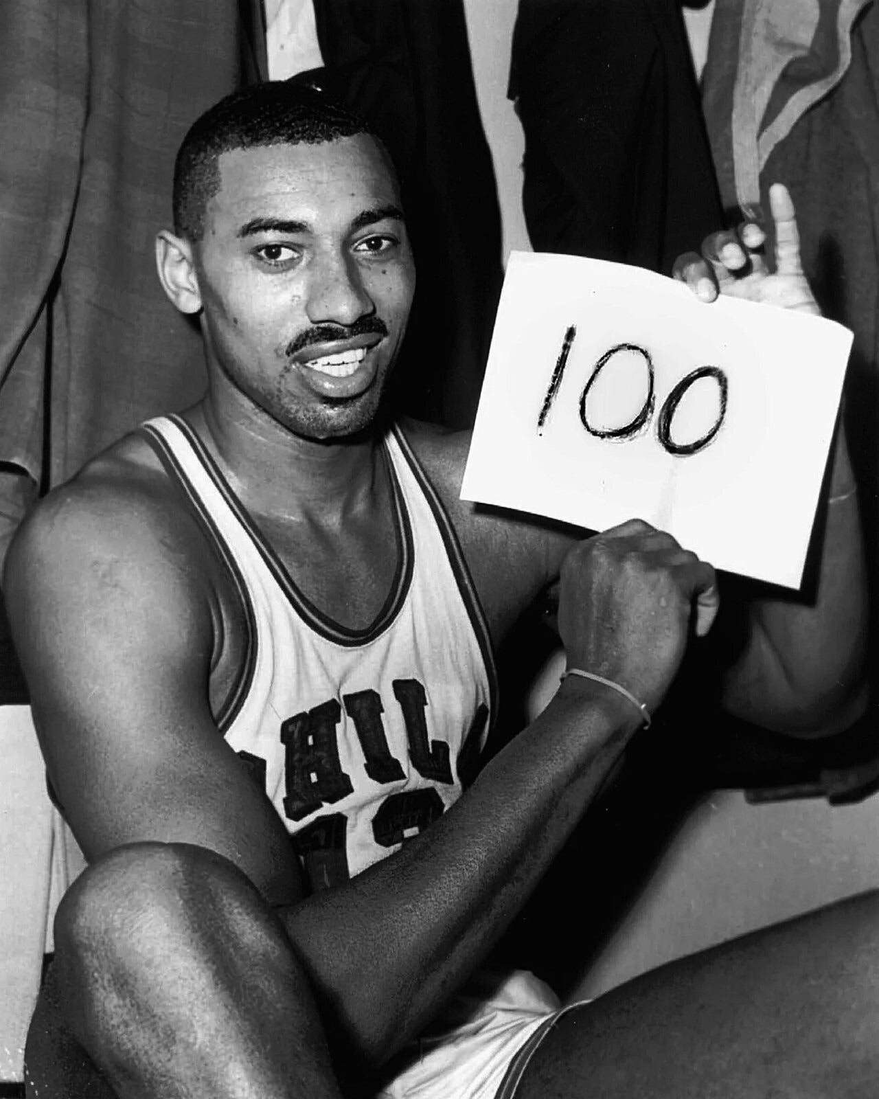 Wilt Chamberlain 100 point game black and white canvas wall art