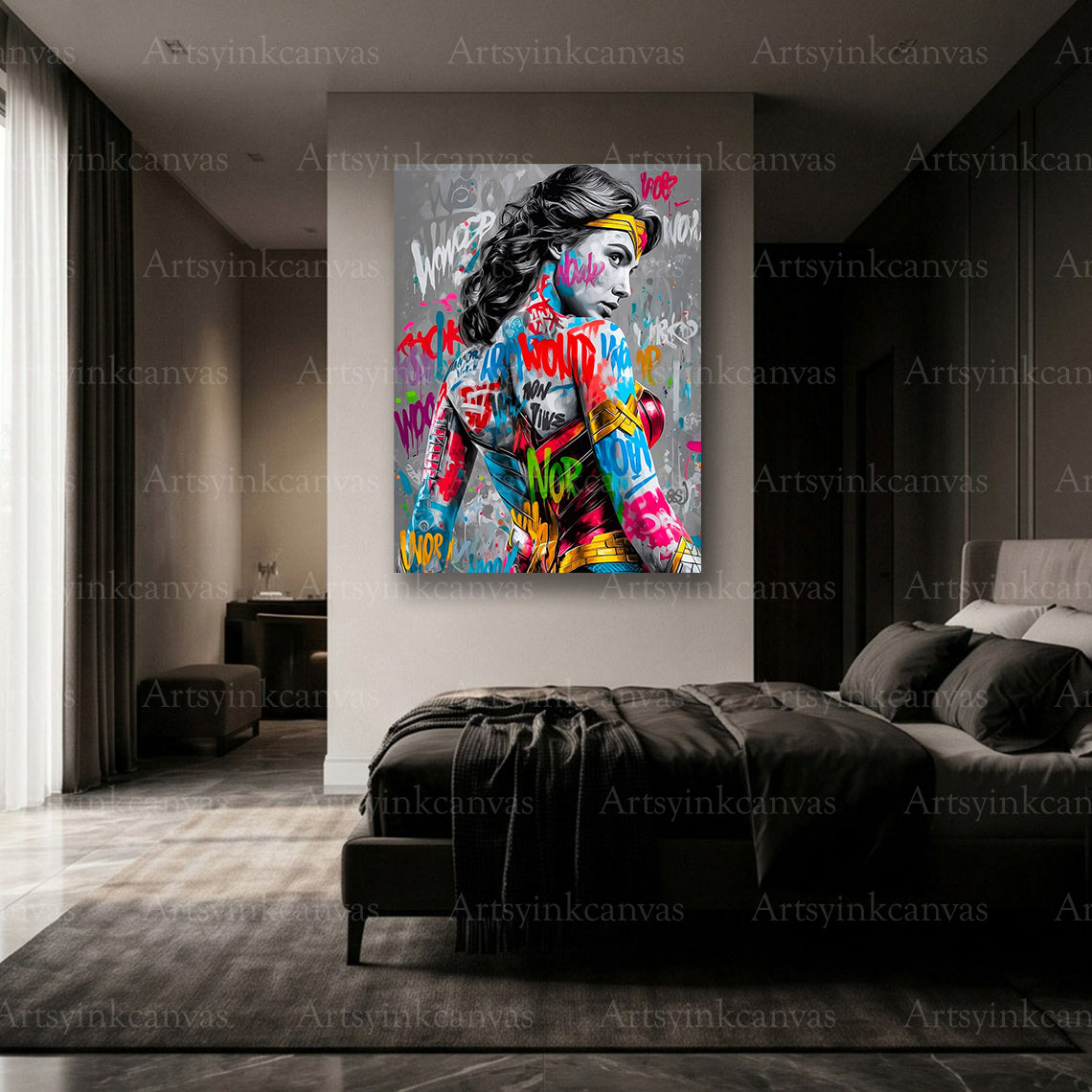 Premium Wonder Woman DC superhero graffiti wall decor Made in USA