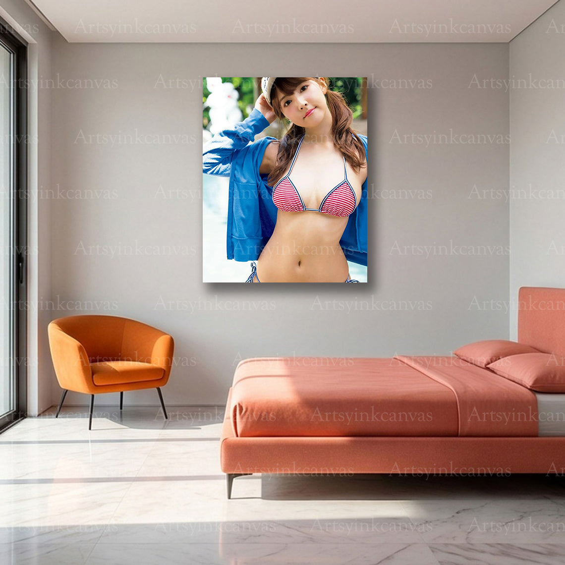 Yua Mikami stylish beach fashion artwork for home interiors