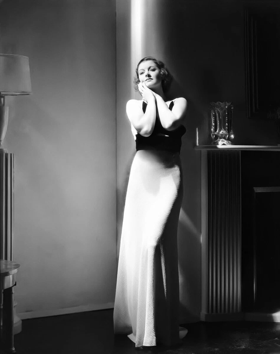 Myrna Loy Glamour Black and White Canvas Wall Art – Vintage Hollywood Elegant Poster