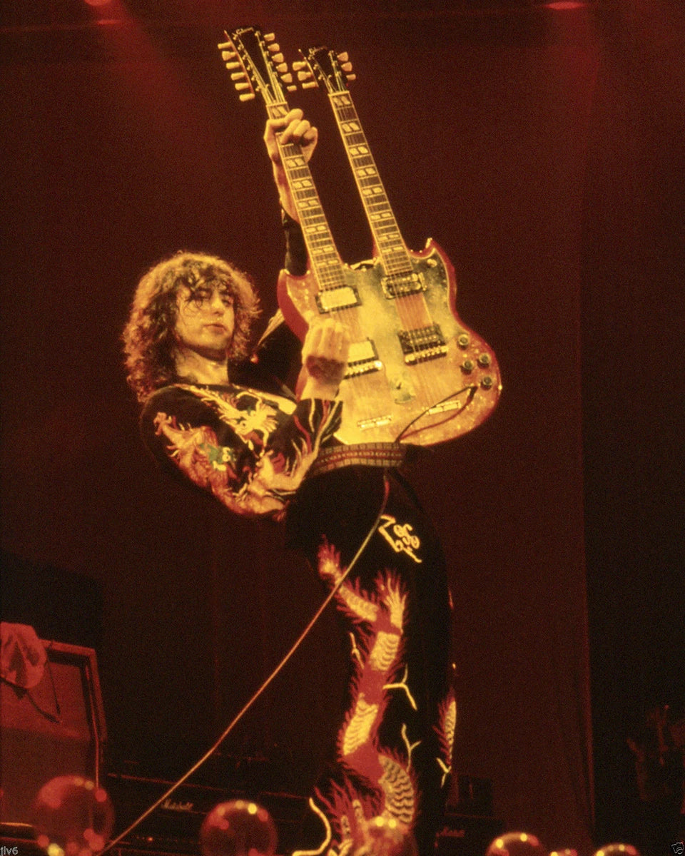 Jimmy Page Guitar Canvas Wall Art – Classic Rock Legend Poster