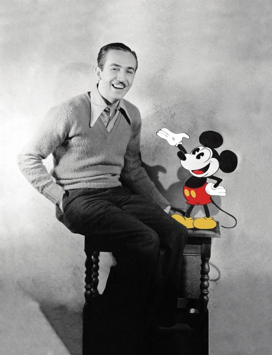 Walt Disney & Mickey Mouse Canvas Wall Art – Iconic Legacy Illustration Poster