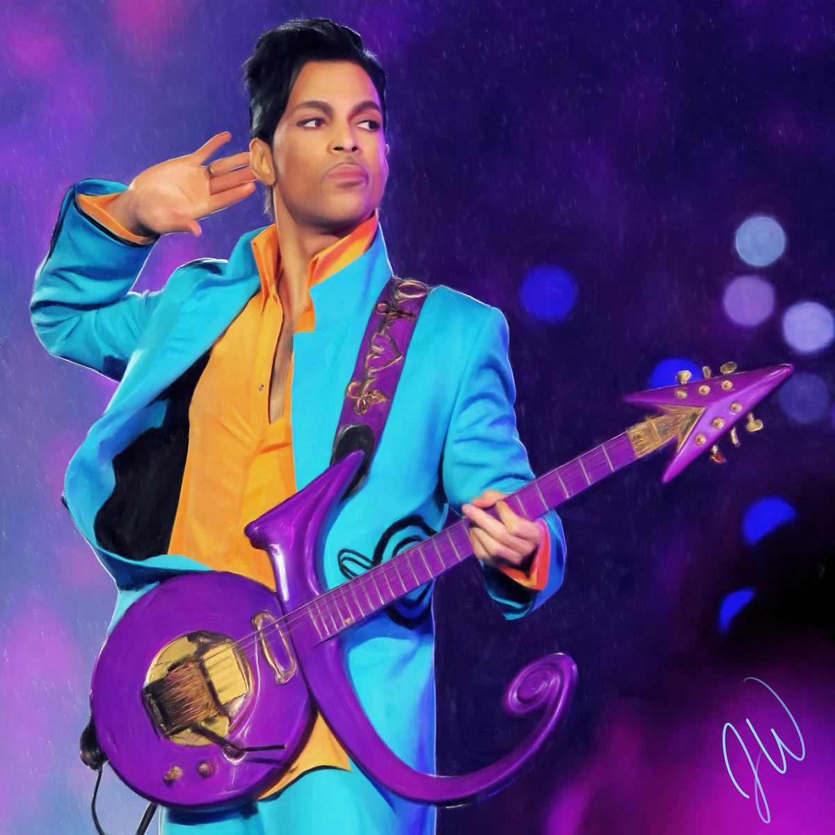 Prince Purple Guitar Canvas Wall Art – Iconic Music Legend Poster
