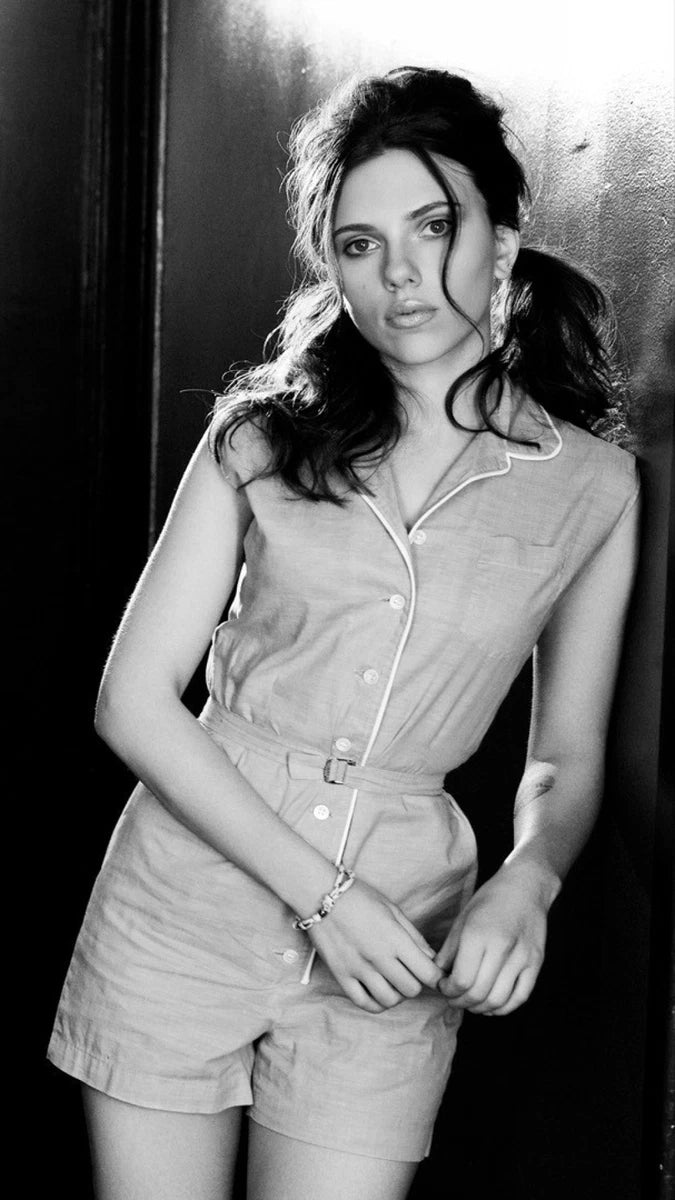 Scarlett Johansson Black and White Canvas Wall Art – Modern Hollywood Elegant Poster